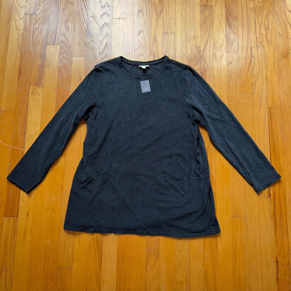 NEWPure J. Jill Soft-Touch Cotton Tunic Top Grey Long Sleeve L Minimalist Fall